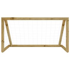 a wooden frame with a soccer goal in it