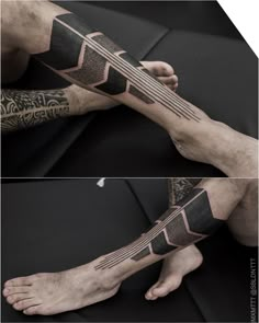 two images show the same arm and foot with different patterns on it, one is black and