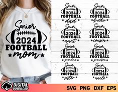 the football mom svg file is available for use on t - shirts