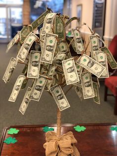 a money tree made out of dollar bills