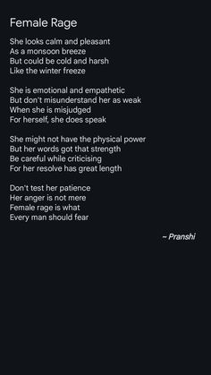 the poem female rage is written in black and white