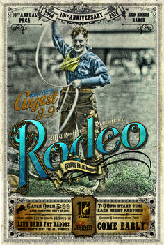 the poster for rodeo rodeo shows an image of a man with a bow and arrow