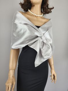 Shawl For Silver Dress, Satin Shawls, Modern Shawl Formal, Luxury Elegant Formal Shawl, Satin Dresses With Shawl, Luxury Elegant Shawl For Party, Luxury Elegant Shawl One Size, Satin Wedding Shawl, Shawl Formal Wraps