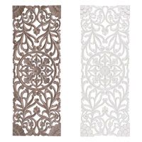 two panels with different designs on them, one in white and the other in beige