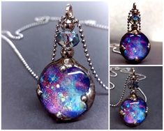 Sky Necklace, Galaxy Necklace, Galaxy Pendant, Hanging Items, Jewelry Kit, Space Jewelry, Dreamy Artwork, Dichroic Glass Pendant, Celestial Necklace