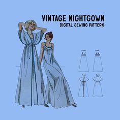 vintage nightgown sewing pattern from the 1950's