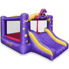 an inflatable bouncy castle with a slide