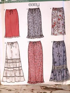 four different skirts are shown on the page