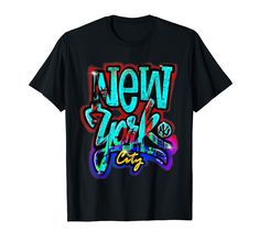 a black t - shirt with the words new york and graffiti