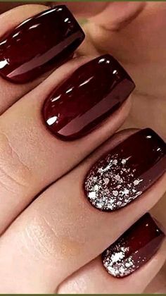 Maroon Nails, November Nails, Fancy Nails Designs, Christmas Gel Nails, Thanksgiving Nails, Design Nail, Art Nails, Dipped Nails