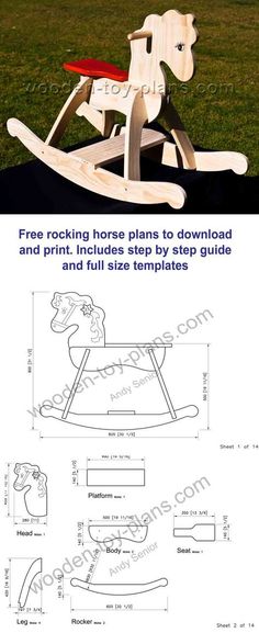 a wooden rocking horse plans to build and print includes step by step guide and full size templates