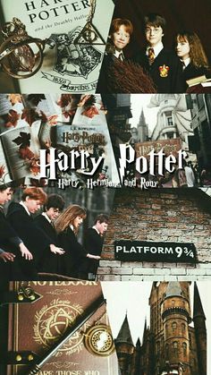 harry potter, hermilia and rony poster with hogwart's castle in the background