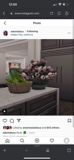 an image of a bowl of flowers sitting on top of a counter