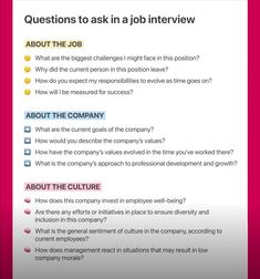 the job interview question sheet is shown