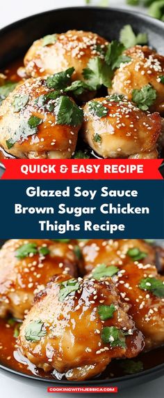 Enjoy tender chicken thighs coated in a savory-sweet glaze made from soy sauce and brown sugar. This simple recipe delivers flavorful, juicy bites perfect for a weeknight dinner or gathering.