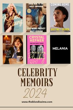 the poster for celebrity memory month, featuring four books and an image of two women