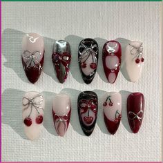 xiaohongshu nails, chinese trendy nails, korean trendy nails, long nails, nail inspo inspiration, nail tech, nail tutorial, cute nails, pretty nails, nail art, birthday nails, kpop nails, trendy nails, nail art, pink nails, coquette nails, 3d nails Dark Coquette Nails, Fall Nail Ideas, Fake Nails Designs, Nagellack Trends, Korean Nail Art, Makeup Nails Art, Punk Nails, Korean Nails, Pretty Gel Nails