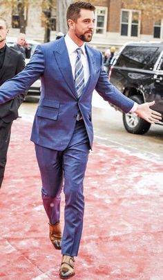 Aron Rodgers, Ross Colton, Mens Blue Suit, Blue Suit Outfit, Monk Strap Dress Shoes, Shoe Outfits, Blue Suit Men, Aaron Rodgers, Dress Shoe