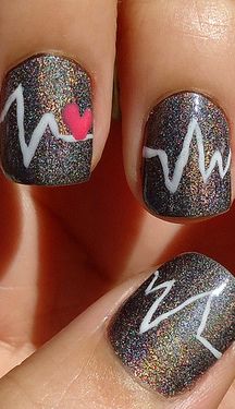 Nurse Nails, Teen Nails, Nagel Tips, French Nail Art, Heart Beat, Cute Nail Art, Hot Nails, Manicure Y Pedicure