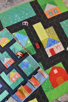 Busy Town Play Mat Kids Toy Car Track PDF Pattern With - Etsy Busy Town, Car Play Mats, Car Quilt, Mini Patchwork, Stitch Witchery, Quilt Modernen, Pdf Quilt Pattern, Crib Quilt, Foundation Paper Piecing