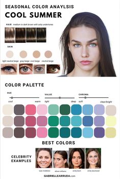 Cool Toned Skin Color Palette, Cool And Soft Color Palette, Skin Tone Season Chart, Cool Spring Colour Palette, Cool Summer Cool Winter, Color Analysis Summer Cool, Color Analysis Clear Spring, Summer Season Pallete Colors, Summer Skin Color Palette