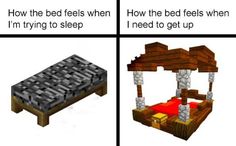 three different types of beds with text that reads, how the bed feels when i'm trying to sleep