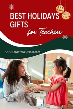 two girls in front of a christmas tree with the words best holidays gifts for teachers