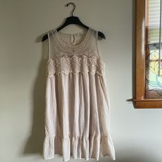 Nwot, Never Worn. Fabric Is Very Light And Sheer, So This Would Be Perfect For Walking The Town After A Day At The Beach. Any Questions, Just Ask! Reasonable Offers Always Accepted :) A Day At The Beach, Day At The Beach, Cream White, At The Beach, Blue Dresses, Colorful Dresses, The Beach, Walking, Mini Dress