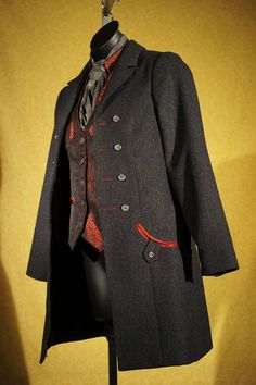 Dapper Frock Coats----Custom Victorian Suits for Women Victorian Suits, Black And Red Suit, Fancy Suit, Womens Suits, Frock Coat, Royal Outfits, Red Suit, Victorian Clothing, Denver Co