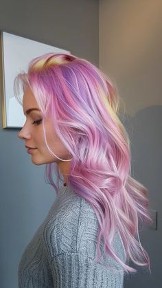 Get ready to indulge your sweet tooth and satisfy your craving for stunning hair with these 32 dreamy cotton candy hairstyles. These delectable looks feature soft, pastel hues that blend seamlessly, creating a mesmerizing effect Candy Hairstyles, Real Rapunzel, Pastel Purple Hair, Cotton Candy Hair, Colourful Hair, Candy Hair, Ombre Hair Blonde, Rapunzel Hair, Happy Stuff