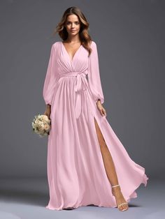 Enchanting Dress, Long Sleeve Chiffon Dress, Chiffon Dresses, Dress Dusty