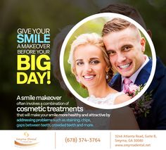 It’s National Wedding Month! You can have the #smile of your dreams on your big day by asking us about getting a smile makeover. Contact us today at #NationalWeddingMonth #smyrna #GA #smyrnadental #weddingplanning #smilemakeover #cosmetictreatments #husbandandwife Dental Sealants, Smile Makeover, Perfect Smile