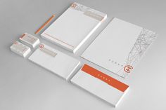 the stationery is laid out neatly and ready to be used in an office setting