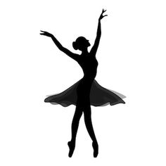 a black and white silhouette of a ballerina in a tutu with her arms outstretched