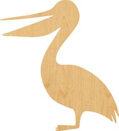 a wooden stork with long legs and large beak standing in front of a white background