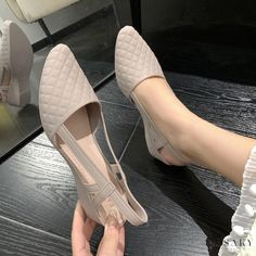 Lasaky - Yuyuhao Stylish Solid Color Pointed Toe Slippers with Low Heel Buckle Strap, Perfect for Everyday Wear Closed Toe Wedges, Lotus Root, Summer Wedges, Sandal Platform, Ankle Strap Wedges, Girly Shoes, Casual Heels, Slingbacks, Womens Wedges