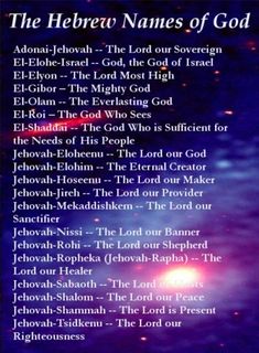 the hebrew names of god with stars in the background