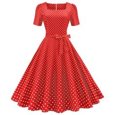 1950 Vintage Dress for Women: Women's vintage polka dot summer short puff sleeves dresses causal wedding birthday tea party a-line swing kentucky derby dresses, retro polka dots knee length slim fit high waist A-line 1950s dresses for women, classic vintage black yellow red green 1950s rockabilly dress for women, great as wedding guest party dress, evening party gown, tea party dress, formal dress, bridesmaid homecoming dress, cocktail dresses, confirmation dresses. Polka Dot Rockabilly Dress for Women: Womens 40's 50's 60's style peter pan collar cocktail tea party dress is made of high quality fabric, with great soft hand-feeling, very breathable and skin-friendly, very cool and comfortable to wear in hot summer days, let you enjoy the relaxing holidays. Retro polka dot dress classic and Kentucky Derby Dresses, Derby Dresses, 1950 Vintage Dresses, Dresses For Women Short, Kentucky Derby Dress, Summer Casual Dresses, 1950s Housewife, Confirmation Dresses, 1950s Rockabilly