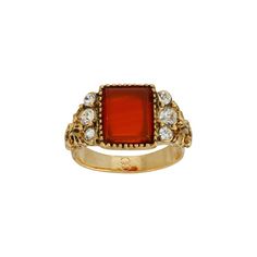 This 1928 Carnelian Ring is bold and beautiful. This 1928 Carnelian Ring is bold and beautiful. DETAILS Width: .7 Inches Size: 7 Metal: alloy Finish: antiqued Not appropriate for children 14 years old and younger. Size: One Size. Color: Orange. Gender: female. Age Group: adult. Orange Engagement Rings, Red Vintage Filigree Ring With Gemstone, Vintage Carnelian Hallmarked Ring, Vintage Carnelian Ring For Formal Occasions, Vintage Gold Enamel Ring With Gemstone, Vintage Carnelian Signet Ring For Formal Occasions, Antique Carnelian Rings For Anniversary, Vintage Carnelian Jewelry For Wedding, Vintage Red Filigree Ring