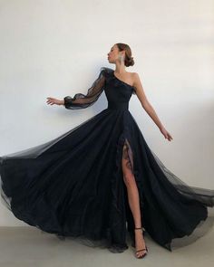 Tulle Prom Dress Long, Long Black Evening Dress, One Shoulder Prom Dress, Custom Prom Dress, 파티 드레스, Maxi Dress Outfit, Long Evening Dress, فستان سهرة, Black Tulle