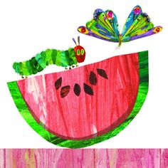 the very hungry caterpillar and the very hungry watermelon are on top of each other