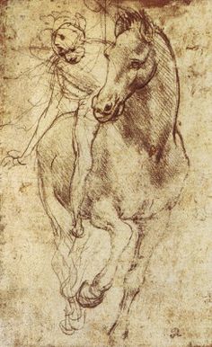 a drawing of a man riding on the back of a horse