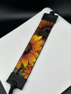 a close up of a tie on a table