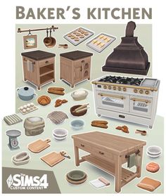 an image of a kitchen with various items on it and the words baker's kitchen