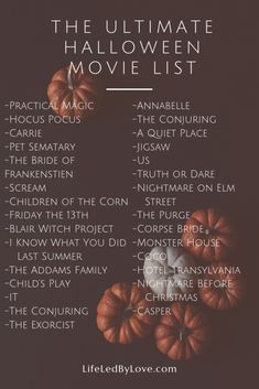 the ultimate halloween movie list with pumpkins