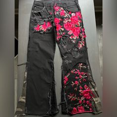 Patched And Flared Dickies Cargo Pants (Hand Stitched) **Hand Wash Only** Feel Free To Ask For Measurements And/Or Pictures Dickies Cargo Pants, Dickies Pants, Plaid Pants, Hand Stitched, Cargo Pants, Black Pants, Black Red, Mens Pants, Black And Red