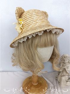 This price is for a hat only, others are not included. SizeSHead Circumference54-56 Cute Beige Wide Brim Hat, Adjustable Brimmed Bonnet For Summer, Adjustable Brimmed Summer Bonnet, Adjustable Summer Bonnet Cap, Top Hat With Short Brim For Summer, Whimsical Short Brim Beach Hat, Whimsical Short Brim Vacation Hats, Adjustable Beige Costume Hats And Headpieces For Summer, Beige Brimmed Top Hat For Spring