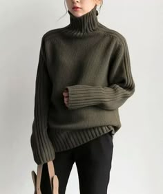 Sleeves Sweater, Oversize Women, Spring Sweater, Warm Sweaters, Loose Sweater, Solid Clothes, 가을 패션, Green Sweater, Ladies Tops Fashion