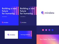 the logos for minddata and building a new future for humanity are shown