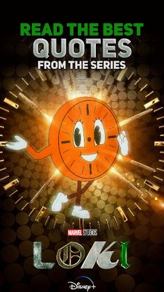 the poster for disney's live action movie, which features an orange clock with arms and